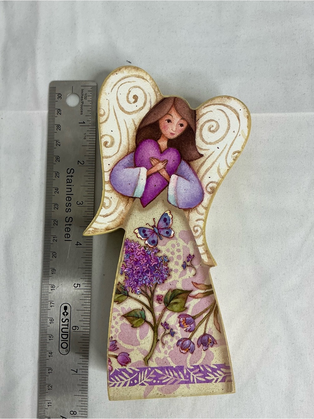0002 - Decorative Angel Wall Accent in Purple and Cream - Picture 3 of 7